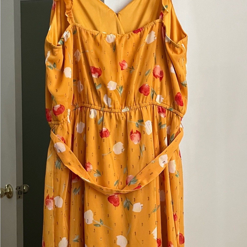 LC Lauren Conrad Mustard Floral Wrap Dress